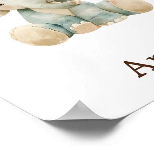 名前をカスタムするかわいい子供部屋デコール玩具象動物 ポスター (角)