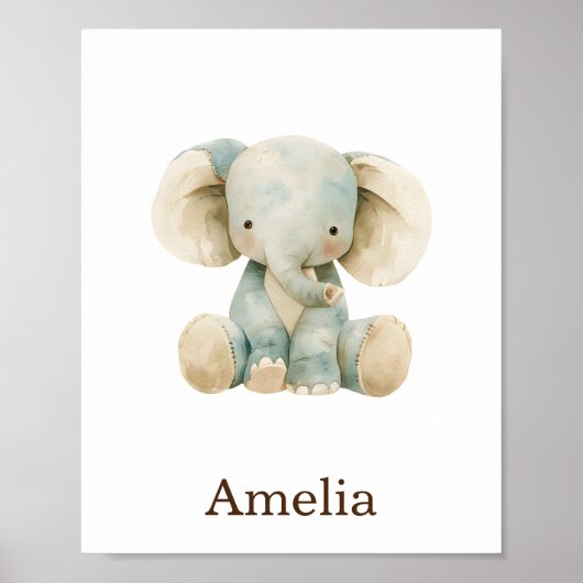 名前をカスタムするかわいい子供部屋デコール玩具象動物 ポスター (正面)