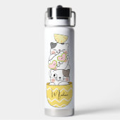 名前をカスタムするかわいい子猫 ウォーターボトル (背面)