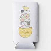 名前をカスタムするかわいい子猫 スリム缶クーラー (裏面)