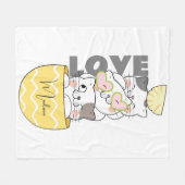 名前をカスタムするかわいい子猫 フリースブランケット (正面(横))