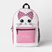 名前をカスタムするかわいい子猫 プリントバックパック (正面)
