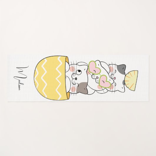 名前をカスタムするかわいい子猫 ヨガマット (正面(横))