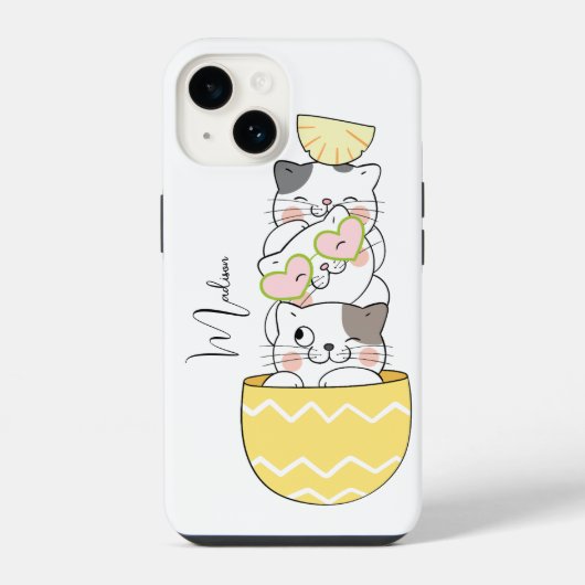 名前をカスタムするかわいい子猫 iPhoneケース (裏面)
