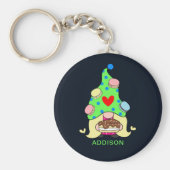 名前をカスタムするかわいい格言クッキーハットケーキハート キーホルダー (正面)