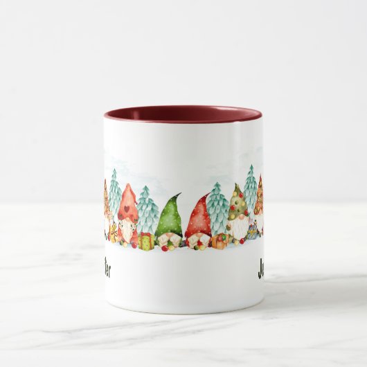 名前をカスタムするかわいい格言水色クリスマス マグカップ (中央)