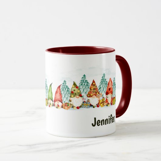 名前をカスタムするかわいい格言水色クリスマス マグカップ (正面右)