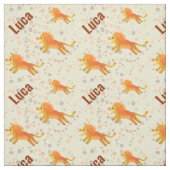 名前をカスタムするかわいい漫画ライオンの子供たち印刷 ファブリック (見本)