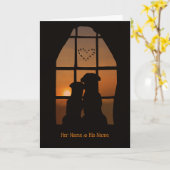 名前をカスタムするかわいい犬のカード カード (黄色い花)