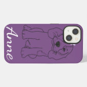 名前をカスタムするかわいい犬、花 iPhoneケース (裏面横)