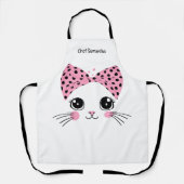名前をカスタムするかわいい猫顔 エプロン (正面)