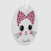 名前をカスタムするかわいい猫顔 オーナメント (正面)