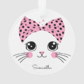名前をカスタムするかわいい猫顔 オーナメント (裏面)