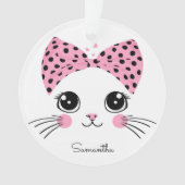 名前をカスタムするかわいい猫顔 オーナメント (正面)