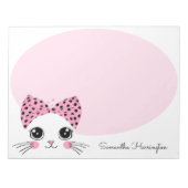 名前をカスタムするかわいい猫顔 ノートパッド (正面)