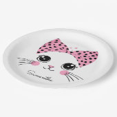 名前をカスタムするかわいい猫顔 ペーパープレート (アングル)