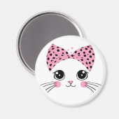 名前をカスタムするかわいい猫顔 マグネット (正面/裏面)