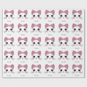 名前をカスタムするかわいい猫顔 ラッピングペーパー (フラット)
