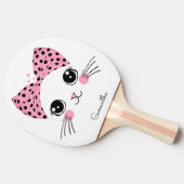 名前をカスタムするかわいい猫顔 卓球ラケット (横)