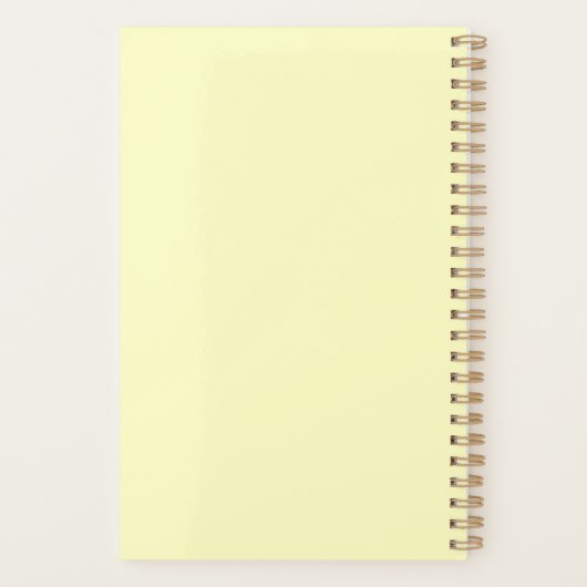 名前をカスタムするかわいい白猫オンイエロー プランナー手帳 (裏面)