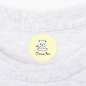 名前をカスタムするかわいい白猫オンイエロー ラベル (貼付)