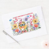 名前をカスタムするかわいい絵文字キャラクター誕生日 長方形シール (封筒)