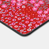 名前をカスタムするかわいい赤ピンクフローラホームオフィス デスクマット (コーナー)