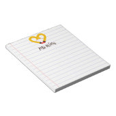 名前をカスタムするかわいい鉛筆ハート先生鑑賞 ノートパッド (アングル)