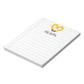 名前をカスタムするかわいい鉛筆ハート先生鑑賞 ノートパッド (回転)