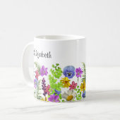 名前をカスタムするかわいらしの花 コーヒーマグカップ (正面左)