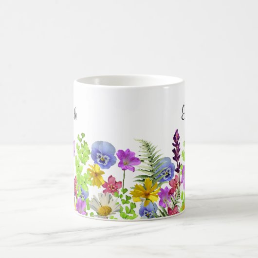 名前をカスタムするかわいらしの花 コーヒーマグカップ (中央)