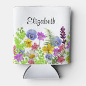 名前をカスタムするかわいらしの花 缶クーラー (正面)