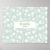 名前をカスタムするかわいらしデコール子供部屋ガールズルーム ポスター (正面)