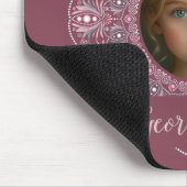 名前をカスタムするかわいらしピンクフローラマンダラフォトフレーム マウスパッド (コーナー)