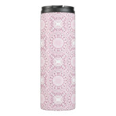 名前をカスタムするかわいらしピンク紙吹雪レースマンダラタイル タンブラー (裏面)