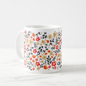名前をカスタムするかわいらしフローラレッドカラフルマガーリーグ コーヒーマグカップ (正面左)