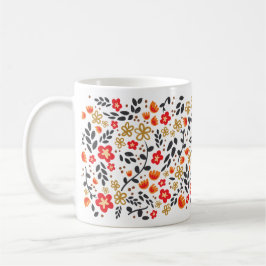 名前をカスタムするかわいらしフローラレッドカラフルマガーリーグ コーヒーマグカップ