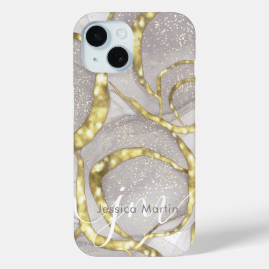 名前をカスタムするかわいらしモノグラム虹彩降下スワール Case-Mate iPhoneケース (裏面)