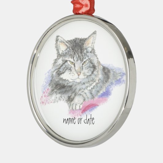 名前をカスタムするか伊達可愛い猫、ペット、動物 メタルオーナメント (左)
