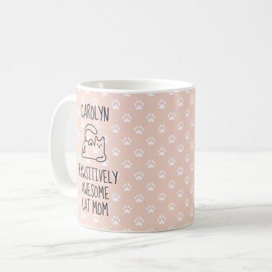 名前をカスタムするか素晴らしら猫ママ コーヒーマグカップ (正面左)
