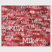 名前をカスタムするが赤の上に重なっている ラッピングペーパー (フラット)