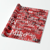 名前をカスタムするが赤の上に重なっている ラッピングペーパー (アンロールド)