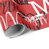 名前をカスタムするが赤の上に重なっている ラッピングペーパー (ロールコーナー)