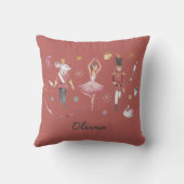 名前をカスタムするくるみクラッカーバレエバレリーナクリスマス クッション (裏面)
