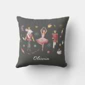 名前をカスタムするくるみクラッカーバレエバレリーナクリスマス クッション (裏面)