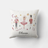 名前をカスタムするくるみクラッカーバレエバレリーナクリスマス クッション (裏面)