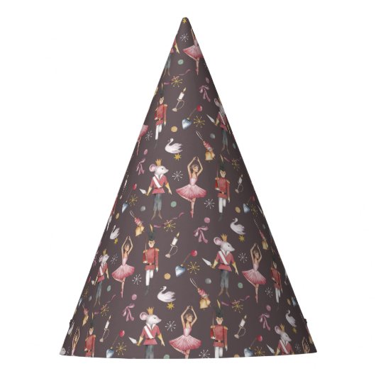 名前をカスタムするくるみクラッカーバレエバレリーナクリスマス パーティーハット (正面)