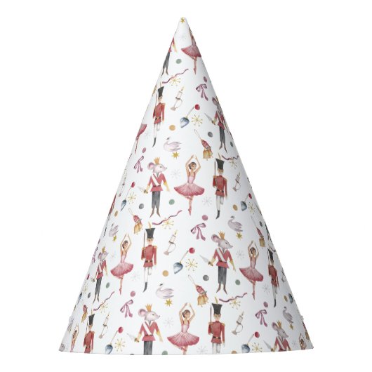 名前をカスタムするくるみクラッカーバレエバレリーナクリスマス パーティーハット (正面)