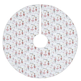 名前をカスタムするくるみクラッカーバレエバレリーナクリスマス ブラッシュドポリエステルツリースカート