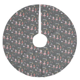 名前をカスタムするくるみクラッカーバレエバレリーナクリスマス ブラッシュドポリエステルツリースカート